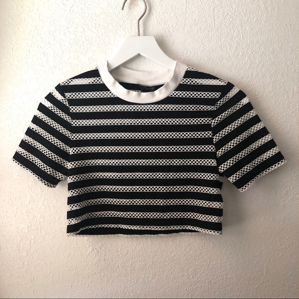 TOPSHOP black and white crop top